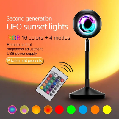 Control remoto Fotografía moderna Cambio de color Luz de puesta de sol USB Arco iris lámparas de proyección LED lámpara de piso