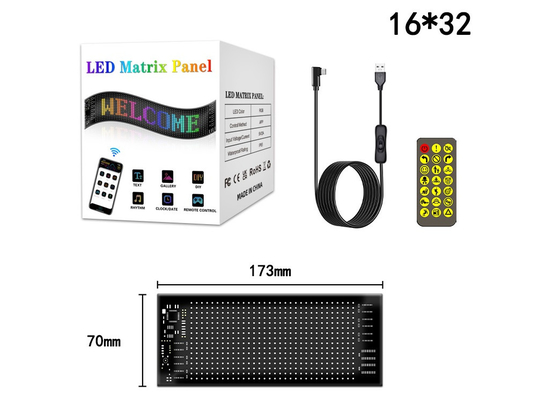 Tabla de señalización LED flexible 16 * 32 Control de aplicaciones Programable mensaje de desplazamiento de pantalla Panel LED de automóvil flexible
