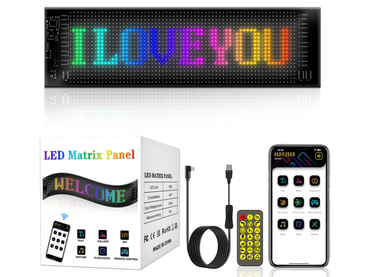 App Control LED Sign Board 20 * 64 USB flexible programable personalizado de desplazamiento de mensajes Signos de automóviles pantalla digital
