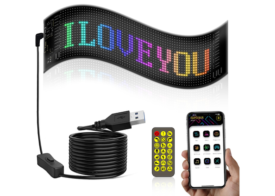 App Control LED Sign Board 20 * 64 USB flexible programable personalizado de desplazamiento de mensajes Signos de automóviles pantalla digital