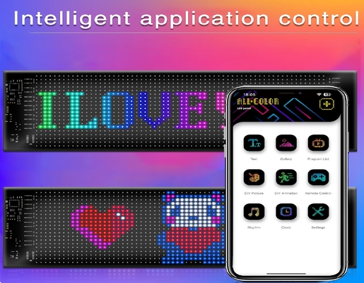 App Control LED Sign Board 20 * 64 USB flexible programable personalizado de desplazamiento de mensajes Signos de automóviles pantalla digital