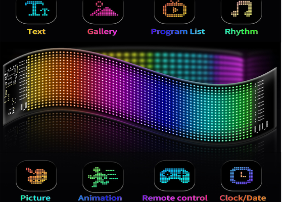 App Control LED Sign Board 20 * 64 USB flexible programable personalizado de desplazamiento de mensajes Signos de automóviles pantalla digital