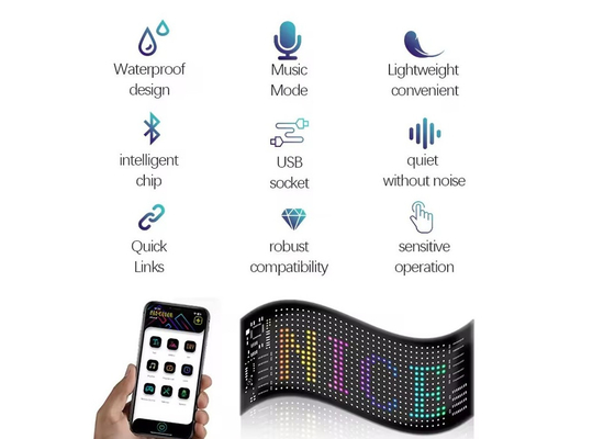 Control de APP Flexible pantalla LED desplazamiento de mensaje personalizado de texto tablero de señalización LED pantalla digital para automóvil