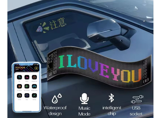 Control de APP Flexible pantalla LED desplazamiento de mensaje personalizado de texto tablero de señalización LED pantalla digital para automóvil