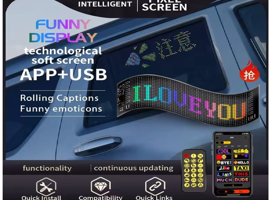 Control de APP Flexible pantalla LED desplazamiento de mensaje personalizado de texto tablero de señalización LED pantalla digital para automóvil