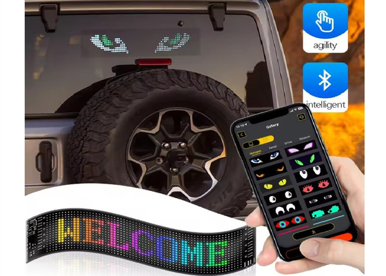 Control de APP Flexible pantalla LED desplazamiento de mensaje personalizado de texto tablero de señalización LED pantalla digital para automóvil