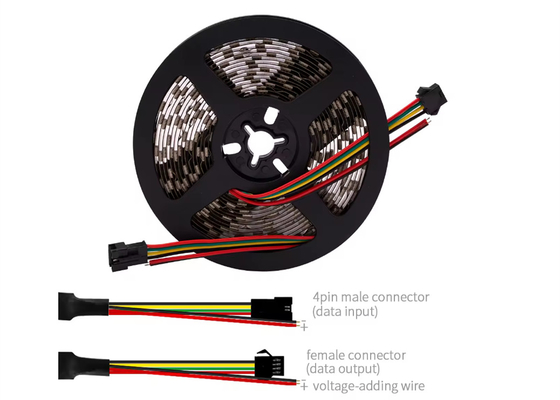 DC12V línea de señal digital doble LED cinta flexible WS2815 SMD5050 IP20 60led 60Pixel RGB WS2815b IC