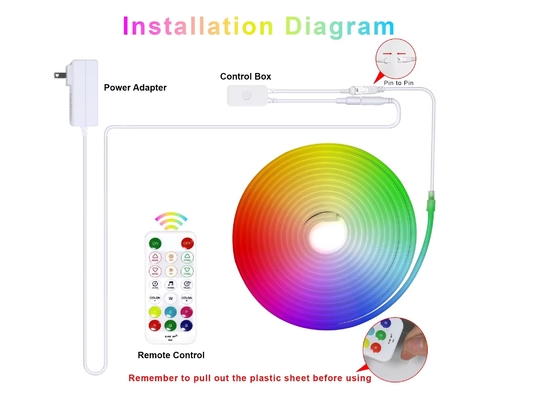 5M Full Color RGB Led Neon Flexible Silicón Lámpara Ambiental Smart DIY Digital Lámpara de Lámpara de Lámpara de Lámpara de Lámpara de Lámpara de Lámpara