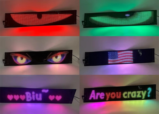 Indicadores de animación LED de modo personalizado para camiones de automóviles 5VDC USB / 2A Texto de desplazamiento pantalla de 120x595mm