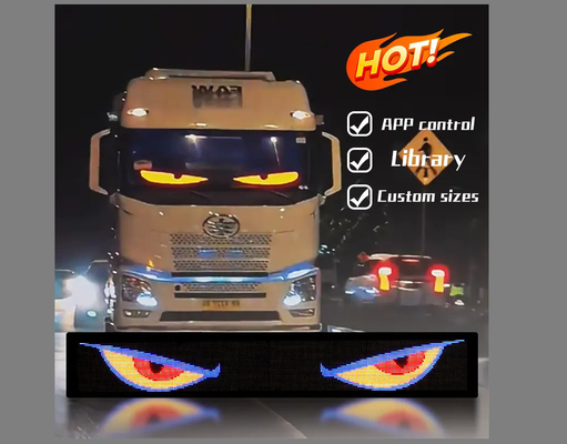 Camión Diablo Ojo LED Pantalla de luz del coche Camión Dinámica luz LED Smart auto pegatina Panel LED programable para el parabrisas del camión