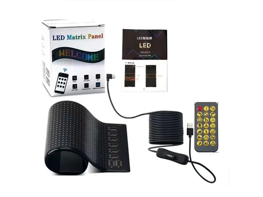 5VDC USB/2A 37x8.5cm LED Matrix Display Panel de automóviles Flexible píxel programable Publicidad de desplazamiento para DIY Texto de animación