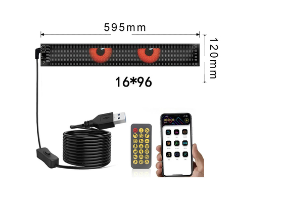 5VDC USB/2A 37x8.5cm LED Matrix Display Panel de automóviles Flexible píxel programable Publicidad de desplazamiento para DIY Texto de animación