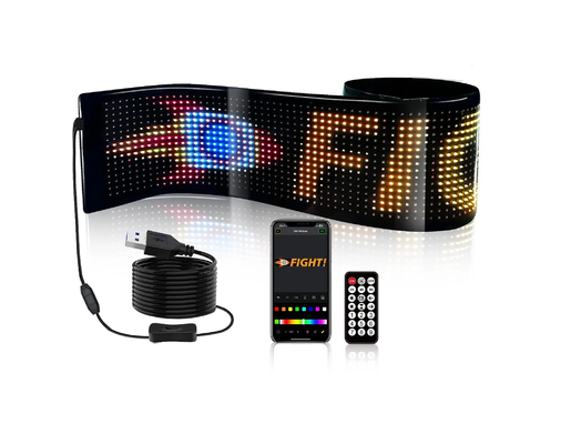 5VDC USB/2A 37x8.5cm LED Matrix Display Panel de automóviles Flexible píxel programable Publicidad de desplazamiento para DIY Texto de animación