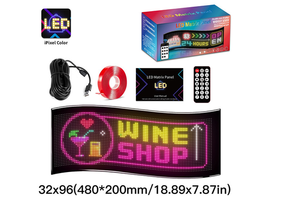 32*96 Panel de señalización de automóviles LED de fila doble Panel de matriz de texto DIY flexible de píxeles programable