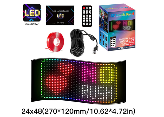 Display de luz flexible de 24*48 LED APP Control de la pantalla de publicidad de automóviles Ip65 de color completo Display de automóviles de alta definición