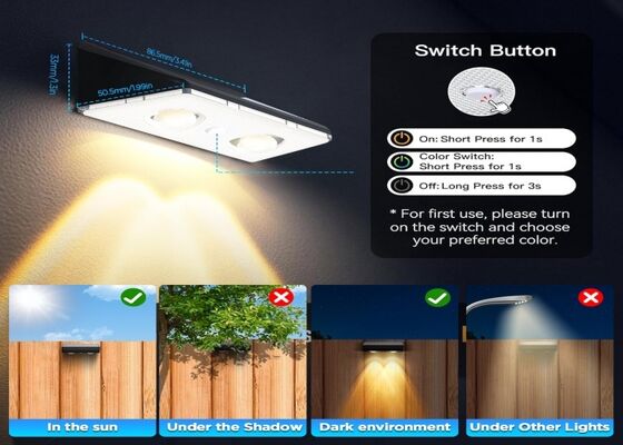 Lámpara de valla solar para el hogar, impermeable IP67, RGB, para decoración